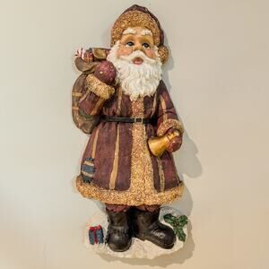 Vintage Old World Christmas Santa Claus Wall Decor, 14.5”H, Styrofoam Casting